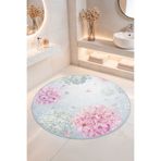 Home Canlı Çiçek Desenli Kaymaz Tabanlı Yıkanabilir Banyo Halısı