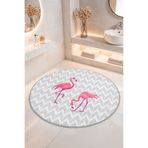 Home Canlı Flamingo Desenli Kaymaz Tabanlı Yıkanabilir Banyo Halısı