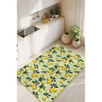 Home Canlı Sarı Limon Desenli Şık Dekoratif Mutfak Halısı