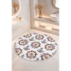 Home Çiçekli Gemi Dümeni Desenli Kaymaz Tabanlı Yıkanabilir Banyo Halısı