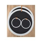 Home Decors By Özlem 2 Kişilik 4 Parça Amerikan Servis Supla Takımı Tabak Altlığı Mutfak Hasır Sepet Sunum Hediye 33X33Cm 2 Adet Gri&Siyah Servis Ve 2 Adet Bardak Altlığı