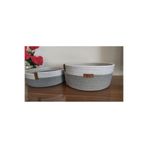 Home Decors By Özlem 2'li Beyaz Gri Sepet Takımı Hasır Sepet Düzenleyici Organizer Dekorasyon Hediyelik - 23x10cm/23x7cm