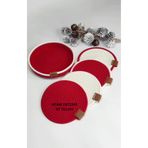Home Decors By Özlem 4 Adet Bardak Altlığı Jüt Pamuk Hasır Sunum Mutfak Sofra Dekor El Yapımı Makine Dikişli Çap 12 Cm Kırmızı Beyaz