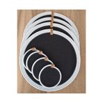 Home Decors By Özlem 4 Kişilik 8 Parça Amerikan Servis Supla Takımı Tabak Altlığı Mutfak Hasır Sepet Sunum Hediye 33X33Cm 4 Adet Gri&Siyah Servis Ve 4 Adet Bardak Altlığı