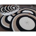 Home Decors By Özlem 4 Kişilik 9 Parça Amerikan Servis Supla Takımı Örgü Hasır Sepet Mutfak Sunum Hediye Sofra - 34 x 34 cm - Panter Siyahı