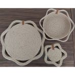 Home Decors By Özlem 4 Kişilik 9 Parça Hasır Supla Takımı Hasır Amerikan Servis Tabak Altlığı Bardak Altlığı Hasır Sepet - Bej - 36 x 36 cm