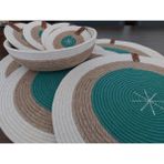 Home Decors By Özlem 4kişilik 9 Parça Amerikan Servis Takımı Supla Takımı Tabak Altlığı Bardak Altlığı Hasır Sepet Mutfak - 32 x 32 cm - Asker Yeşili