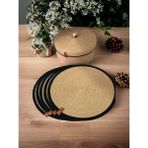 Home Decors By Özlem Amerikan Servis Supla Takımı Tabak Altlığı Sofra Mutfak Sunum Hediye Salon Tasarım Handmade Elyapımı - 33 x 33 cm - Hasır - Siyah