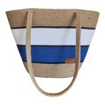 Home Decors By Özlem Beyaz Mavi Hasır Çanta Omuz Çantası Plaj Çantası El Emeği Handmade Tasarım Tarz Yaz Moda - 30cm x 40-42cm