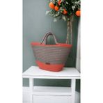 Home Decors By Özlem Günlük Hasır Çanta Plaj Çantası El Çantası El Emeği Handmade Tasarım Tarz Yaz Moda ÇANTA-35X20CM - 51R-Turuncu - 35 x 20 cm
