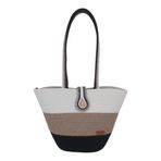 Home Decors By Özlem Hasır Çanta Omuz Çantası Plaj Çantası El Emeği Handmade Tasarım Tarz Yaz MODA-30CMX40-42CM - Beyaz - Siyah
