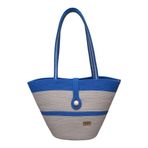 Home Decors By Özlem Hasır Çanta Omuz Çantası Plaj Çantası El Emeği Handmade Tasarım Tarz Yaz Moda-30Cmx40-42Cm Mavi-Bej