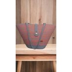 Home Decors By Özlem Hasır Çanta Omuz Çantası Plaj Çantası El Emeği Handmade Tasarım Tarz Yaz Moda-30Cmx40-42Cm Turuncu-Gri