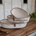 HOME DECORS BY ÖZLEM, Hasır Sepet, Oval Hasır Sepet Seti, 3 Parça, Dekoratif Düzenleyici, organizer, Saklama Kutusu, 3'lü hasır sepet takımı, saklama kutusu, dolap içi düzenleyici (Ekru-Hasır)