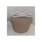 Home Decors By Özlem Kapaklı Ekru & Hasır Sepet Düzenleyici Organizer Dekorasyon Hediyelik (M)-22X13Cm Kapaklı Hasır Sepet (M)