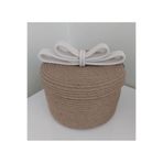 Home Decors By Özlem Kapaklı Hasır Sepet Beyaz&Hasır Sepet Düzenleyici Organizer Dekorasyon (L)-25X14Cm Kapaklı Hasır Sepet (L)