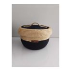 Home Decors By Özlem Kapaklı Sepet Hasır Sepet Düzenleyici Hediyelik Dekorasyon Sepet Organizer Saklama Kutusu-22X13Cm Siyah&Beyaz