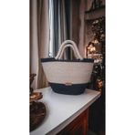 Home Decors By Özlem Midi Boy Günlük Hasır Çanta Plaj Çantası El Çantası El Emeği Handmade Tasarım Moda Çanta-35X20Cm Siyah-Hasır
