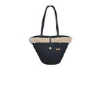 Home Decors By Özlem Omuz Çantası Plaj Çantası Hasır Çanta El Emeği Handmade Tasarım Tarz Yaz Moda-30Cmx40-42Cm Siyah-Sarı Yatay Şerit