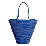 Home Decors By Özlem Saks Mavisi Pembe Çizgili Bayan Omuz Çantası Plaj Çantası Günlük Çanta El Emeği Handmade - Yükseklik: 30 cm/Ağız Genişliği: 40-42 cm