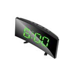 Home Dijital Kavisli Alarmlı Saat Aynalı Led Işıklı Dekoratif Masaüstü Işığı Devamlı Yanan Saat