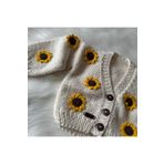 Home El Örgüsü Ayçiçek Motifli Bebek, Çocuk Crop Hırka
