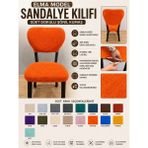 Home Elma Tipi Sandalye Kılıfı Lüx Bohem Kumaş Çok Kalın %100 Pamuk, Sırt Arkası Dahil Kapanıyor - 45 x 45 cm - Turuncu