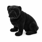 Home Exclusive Bulldog Dekoratif Obje, Siyah, Kadife Dokulu, Poliresin, 27,5x18x22,5 cm, Masaüstü Figür