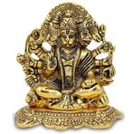 HOME GENIE El yapımı Lord Hanuman pirinç idol | Hindu tanrısı Hanuman Ji Murti | Ev ve tapınak dekorasyonunun gösteri parçası | bereket, güç ve bağlılık | altın kaplama | 10 cm