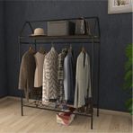 Home Hanger Siyah Elbise Askılığı Raflı New Design Konfeksiyon Askısı Siyah
