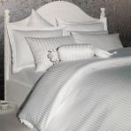 Home Harmony Çizgili 1cm Saten Nevresim Takımı - 160 x 220 cm - Beyaz