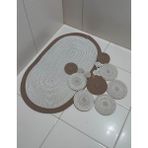 Home İnn Banyo Paspas Seti 2'li Oval Model (60X100 ve 51X60 Cm) | Modern Tarz Hasır Görünümlü - Kahverengi