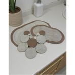 Home İnn Banyo Paspas Seti 3'lü El Yapımı Oval (60X100, 50X90, 51X60 Cm) | Modern Tonlar Dekoratif Paspas - Kahverengi
