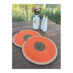 Home Inn Home Textile 2'Li Set Turuncu Amerikan Servis-Leke Tutmaz Natural 33 Cm