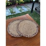Home İnn Natural Tarz Yeşil Kırmızı Renk Yuvarlak 2’li Supla Seti – Şık Masa Sunumları Için – 33X33 cm - 33 x 33 cm - Renkli