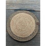 Home İnn Tekstil Home İnn Design Serisi - 33 cm El Örmesi Supla - Lüks Dekoratif Amerikan Servis - 33 x 33 - Siyah - Natürel