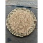 Home İnn Tekstil Home İnn Design Serisi - 33 cm El Örmesi Supla - Lüks Dekoratif Amerikan Servis - 33 x 33 - Yeşil - Natürel