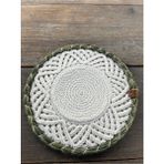 Home İnn Tekstil Home İnn Jüt Halat Supla 33 cm El Örmesi Hasır Amerikan Servis Boho Tasarım - 33 x 33 - Yeşil - Beyaz