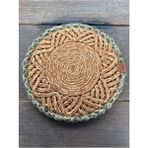 Home İnn Tekstil Home İnn Jüt Halat Supla 33 cm El Örmesi Hasır Amerikan Servis Boho Tasarım - 33 x 33 - Yeşil - Natürel