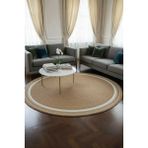 Home İnn Tekstil Home İnn Yuvarlak Hasır Görünümlü Dekoratif Halı – Modern Bohem Stil Salon Halısı, Minimal Tarz Halı - Bej - 100 x 100 cm