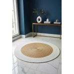 Home İnn Yuvarlak Halı Beyaz & Natural | Sade Şık Salon Halısı • Her Dekora Uyumlu Modern Tasarım