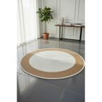 Home İnn Yuvarlak Halı Krem Orta Natural Çerçeve | Modern Şık Salon Halısı | Soft Ve Estetik Dekor