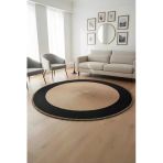 Home İnn Yuvarlak Halı Siyah Çerçeveli Natural | Modern Premium Salon Halısı | Kontrast Şık Dekor