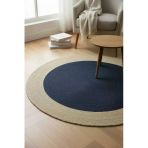 Home İnn Yuvarlak Halı Siyah Merkez Natural Çerçeve | Modern Şık Salon Halısı | Zarif Ve Premium Dekor