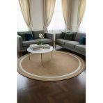 Home İnn Yuvarlak Hasır Görünümlü Dekoratif Halı – Modern Bohem Stil Salon Halısı, Minimal Tarz Halı