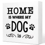 Home is Where My Dog is Wooden Sign Masa Dekoru, Komik Köpek Söyleyen Ahşap Blok İşaret Masa Süslemeleri Köpek Severler Ev Yatak Odası Oturma Odası Kız Odası Raf Masa Dekor Hediyeler