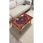 Home İthal Kırmızı İran Halısı Motifli Seramik Orta Sehpa 90 cm x 60 cm