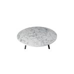 Home Katlanabilir Metal Ayaklı Ahşap Yer Sofrası Tepsi Sini Beyaz Mermer Desen 80 Cm