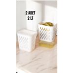 Home Lala 2’li Süzgeçli Turşuluk Zeytinlik Çok Amaçlı Dikdörtgen Saklama Kabı Seti - 2 x(2LT)