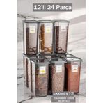 Home Liya 12'li Büyük Boy Erzak Ve Bakliyat Saklama Kabı Mutfak Ve Kiler Düzenleyici Set 12 X 1.90 Lt